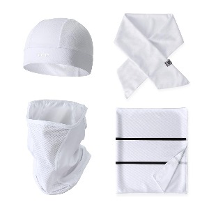 [SKULL CAP(Cool Effect) WHITE + COOL SCARF + COOL TOWEL-MONO WHITE + SR1-WHITE] 쿨 이펙트 화이트 4종세트
